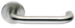 Eurospec Safety Polished Stainless Steel Or Satin Stainless Steel Safety Handles On Rose  (sold in pairs)
