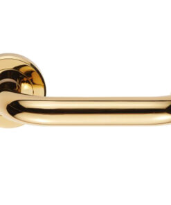Serozzetta DDA Compliant Safety Door Handles On Round Rose, PVD Stainless Brass -   (sold in pairs)