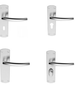 Serozzetta Dos Door Handles On Backplate - Satin Chrome (sold in pairs)