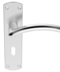 Serozzetta Tres Door Handles On Backplate, Satin Chrome (sold in pairs)