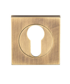 Serozzetta Square Euro Profile Escutcheons, Antique Brass