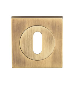 Serozzetta Square Standard Profile Escutcheons, Antique Brass