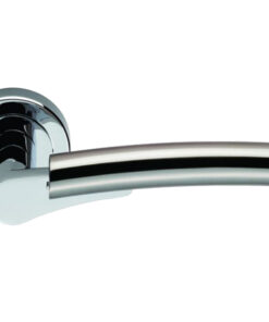 Serozzetta Valiant Door Handles On Round Rose, Dual Finish Polished Chrome & Satin Nickel -   (sold in pairs)