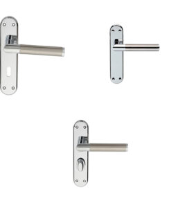 Serozzetta Scope Door Handles On Backplate - Dual Finish Polished Chrome & Satin Nickel (sold in pairs)