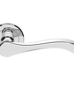 Serozzetta Style Door Handles On Round Rose, Polished Chrome -   (sold in pairs)