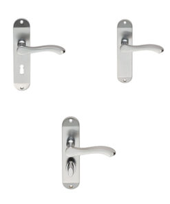 Serozzetta Door Handles On Backplate - Satin Chrome (sold in pairs)