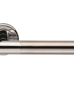 Serozzetta Trend Door Handles On Round Rose - Dual Finish Polished Chrome & Satin Nickel (sold in pairs)