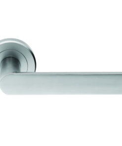 Serozzetta Edge Door Handles On Round Rose, Satin Chrome  (sold in pairs)