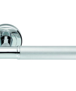 Serozzetta Image Door Handles On Round Rose, Dual Finish Polished Chrome & Satin Chrome -   (sold in pairs)