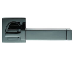 Serozzetta Cube Door Handles On Square Rose, Black Nickel  (sold in pairs)