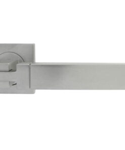 Serozzetta Cube Door Handles On Square Rose, Satin Chrome -   (sold in pairs)