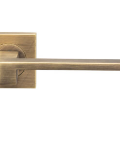 Serozzetta Equi Door Handles On Square Rose - Antique Brass (sold in pairs)