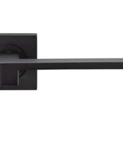 Serozzetta Equi Door Handles On Square Rose - Matt Black (sold in pairs)