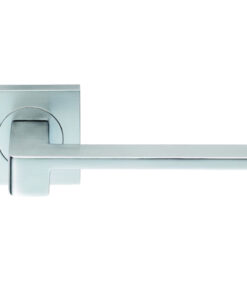 Serozzetta Equi Door Handles On Square Rose - Satin Chrome (sold in pairs)
