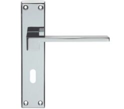 Serozzetta Equi Door Handles On Backplate, Polished Chrome (sold in pairs)