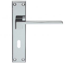 Serozzetta Equi Door Handles On Backplate, Polished Chrome (sold in pairs)