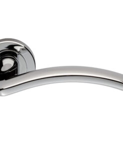 Serozzetta Design Door Handles On Round Rose, Polished Chrome  (sold in pairs)