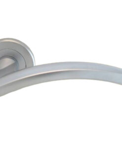 Serozzetta Design Door Handles On Round Rose, Satin Chrome  (sold in pairs)