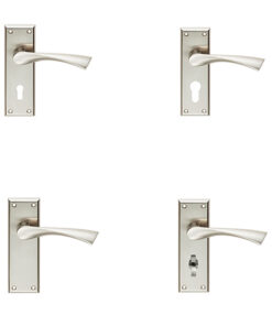 Serozzetta Residential Venti Door Handles On Backplate - Satin Nickel (sold in pairs)