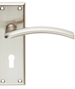 Serozzetta Residential Trenta Door Handles On Backplate, Satin Nickel (sold in pairs)
