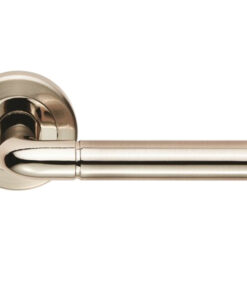 Serozzetta Residential Quaranta Door Handles On Round Rose, Dual Finish Polished Nickel & Satin Nickel  (sold in pairs)