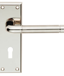 Serozzetta Residential Quaranta Door Handles On Backplate, Dual Finish Polished Nickel & Satin Nickel (sold in pairs)