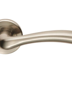 Serozzetta Residential Cinquanta Door Handles On Round Rose, Satin Nickel  (sold in pairs)
