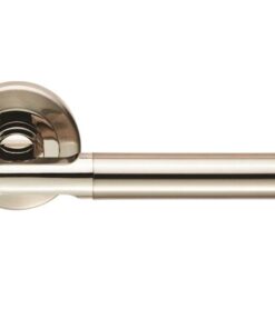 Serozzetta Residential Sessanta Door Handles On Round Rose, Dual Finish Polished Nickel & Satin Nickel (sold in pairs)
