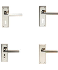 Serozzetta Residential Sessanta Door Handles On Backplate - Dual Finish Polished Nickel & Satin Nickel (sold in pairs)