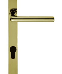 Rosa Narrow Plate, 92mm C/C, Euro Lock, PVD Stainless Brass Door Handles (sold in pairs)