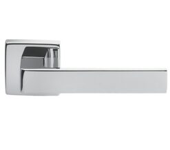 Manital Techna Door Handles On Square Rose, Polished Chrome (sold in pairs)