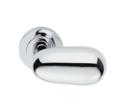 Manital Uovo Door Handles On Round Rose, Polished Chrome (sold in pairs)