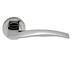 Manital Wind Door Handles On Round Rose, Polished Chrome (sold in pairs)