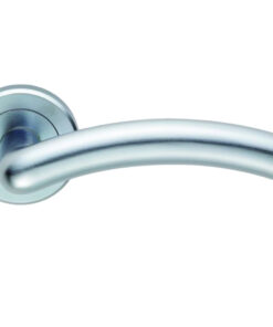 Serozzetta Noxia Door Handles On Round Rose, Satin Chrome  (sold in pairs)