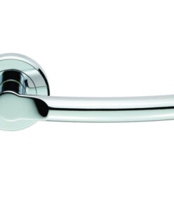 Serozzetta Nelson Door Handles On Round Rose, Polished Chrome  (sold in pairs)