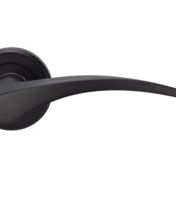 Serozzetta Olivier Door Handles On Round Rose - Matt Black (sold in pairs)