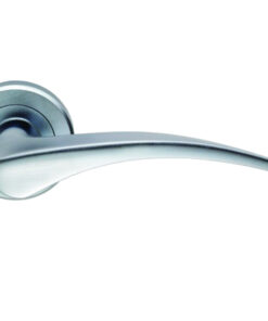 Serozzetta Olivier Door Handles On Round Rose - Satin Chrome (sold in pairs)