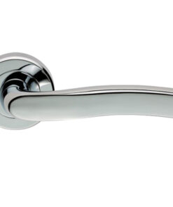 Serozzetta Titan Door Handles On Round Rose, Polished Chrome -   (sold in pairs)