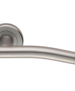 Serozzetta Carolina Door Handles On Round Rose, Satin Chrome  (sold in pairs)
