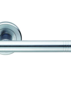 Serozzetta Atalaya Door Handles On Round Rose, Satin Chrome (sold in pairs)