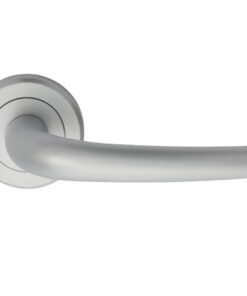 Serozzetta Classic Door Handles On Round Rose, Satin Chrome  (sold in pairs)