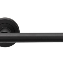 Serozzetta Philadelphia Door Handles On Round Rose - Matt Black (sold in pairs)