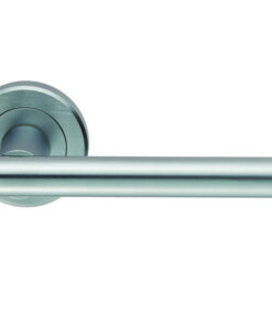Serozzetta Philadelphia Door Handles On Round Rose, Satin Chrome -   (sold in pairs)
