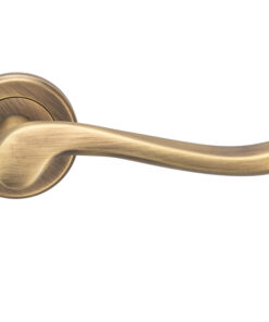 Serozzetta Verdun Door Handles On Round Rose - Antique Brass (sold in pairs)