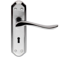 Lytham Door Handles On Backplate, Dual Finish Polished Chrome & Satin Chrome  (sold in pairs)