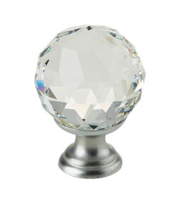Crystal Cabinet Knob (20mm, 30mm OR 40mm), Satin Chrome With Swarovski Crystal