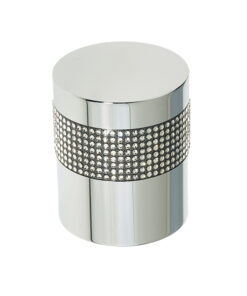 Cylindrical Mortice Door Knob, Polished Chrome With Swarovski Crystal On A Black Band