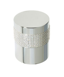 Cylindrical Mortice Door Knob, Polished Chrome With Swarovski Crystal On A Silver Band