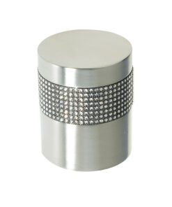 Cylindrical Mortice Door Knob, Satin Chrome With Swarovski Crystal On A Black Band