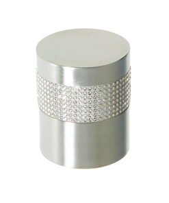 Cylindrical Mortice Door Knob, Satin Chrome With Swarovski Crystal On A Silver Band
